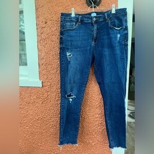 SPECIAL A Women’s Skinny Jeans Size 2XL Frayed Ankle Dark Wash Distressed